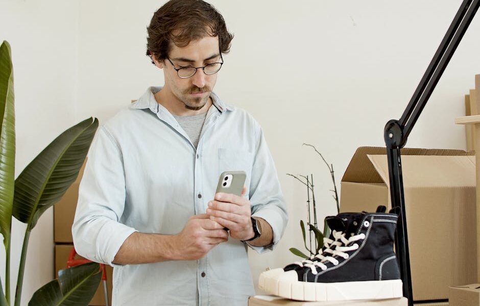 Darmowe zdjęcie z galerii z #wnętrz, aparat w telefonie, białe tenisówki - Fot. Kampus Production