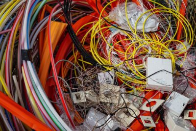 A vibrant mixture of electrical cables and waste ready for recycling., zdjęcie ilustracyjne